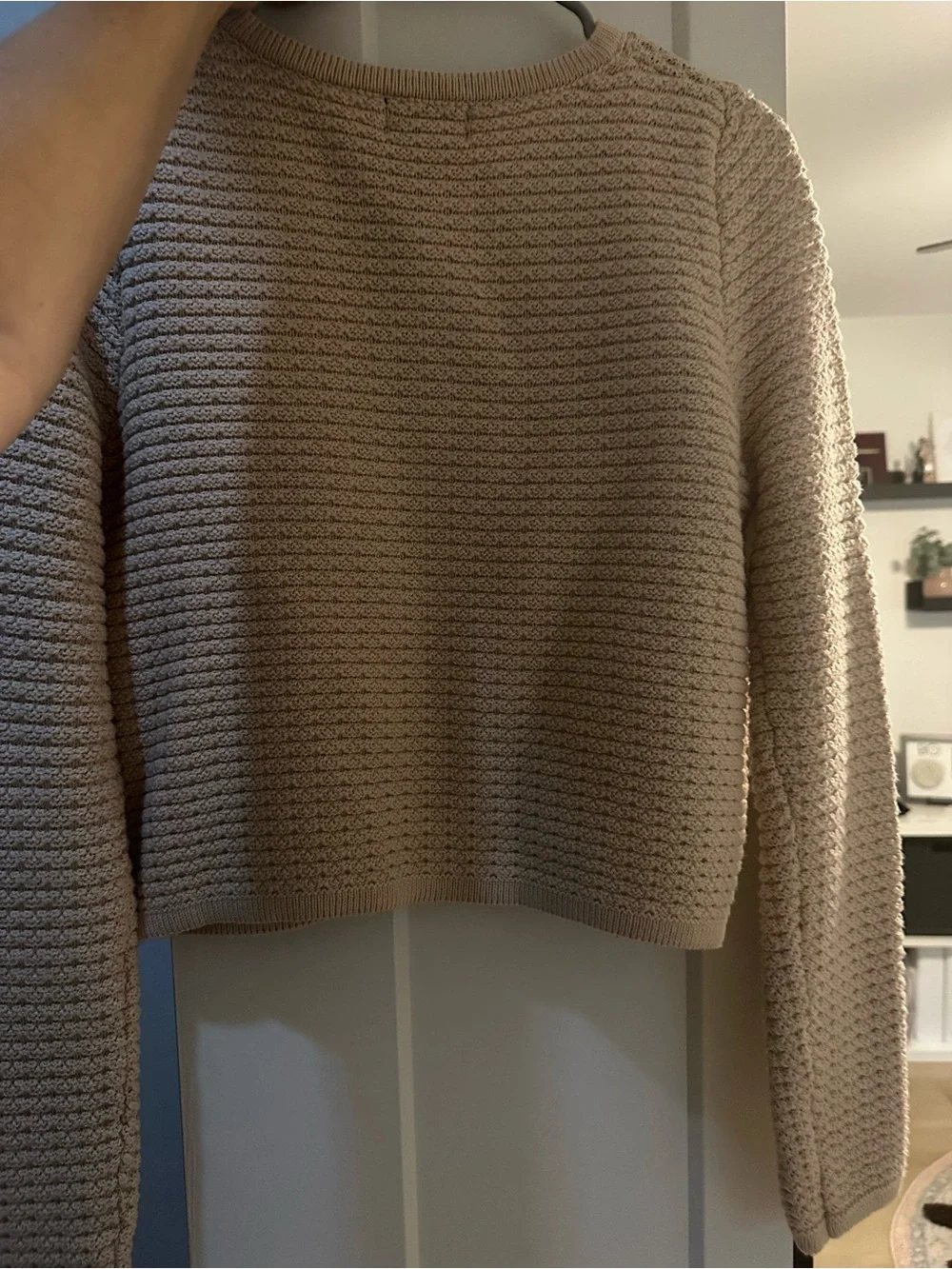 Vici Cream Textured Knit Cardigan with Gold Buttons - Picture 10 of 10